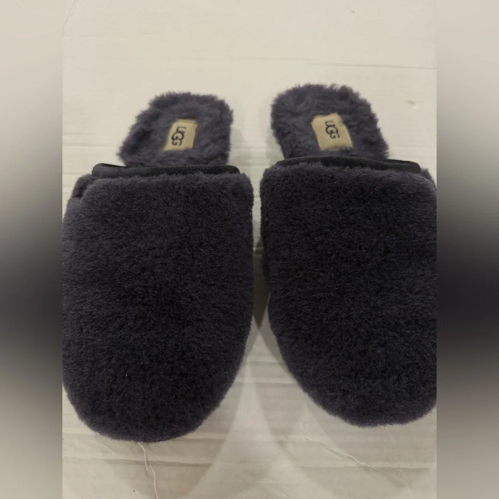 UGG FLUFFETTE True Womens Size 9 Navy Blue Slip On Slippers Shoes 1102594 - Picture 4 of 11